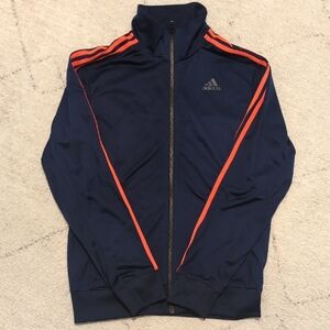 Adidas Dark Blue Jacket with Bright Orange Accents